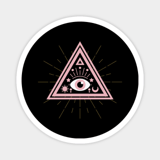 All Seeing eye black pink Magnet